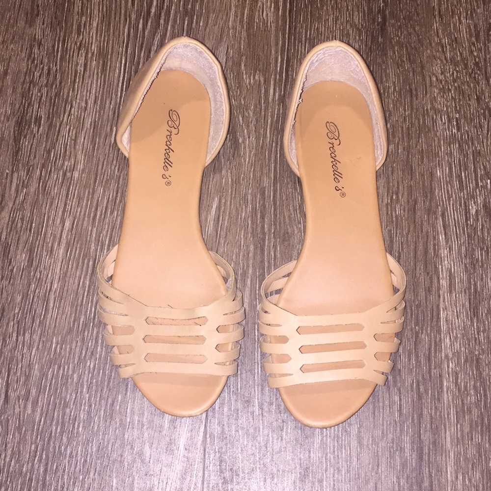 Tan slip on sandals